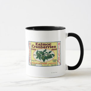 Caneca Etiqueta de marca verde-oliva dos arandos de