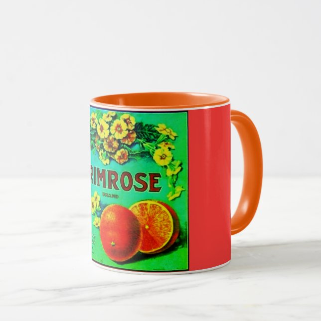 Caneca Etiqueta de publicidade à fruta de laranja verde v (Frente Esquerda)