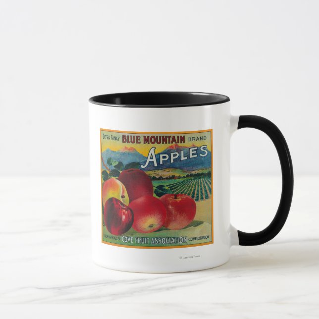 Caneca Etiqueta de Taxa de Maçã de Montanha AzulCove, OU (Direita)
