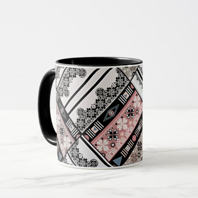 Caneca Etno tribal travesseiro decorativo tradicional geo (Frente Esquerda)