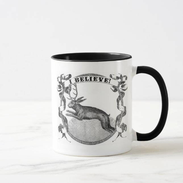 Caneca Eu acredito (Jackalope) (Direita)