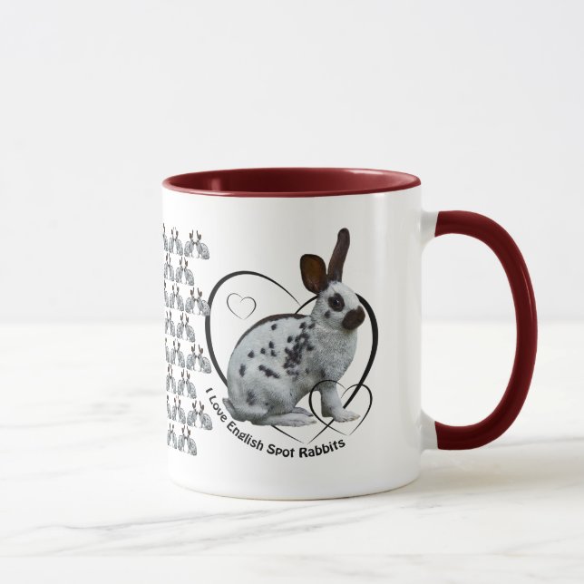 Caneca Eu Adoro Coelhos Coelhos Manchas Ingleses Mug (Direita)