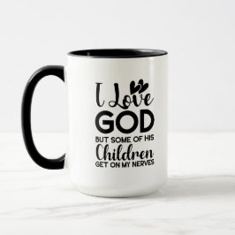 Caneca Eu adoro Deus, mas alguns dos seus filhos pegam em