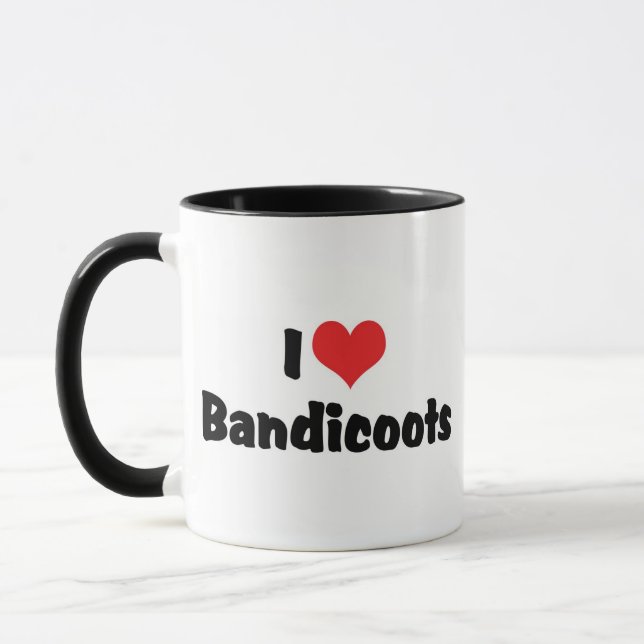 Caneca Eu adoro "Heart Bandicoots" (Esquerda)
