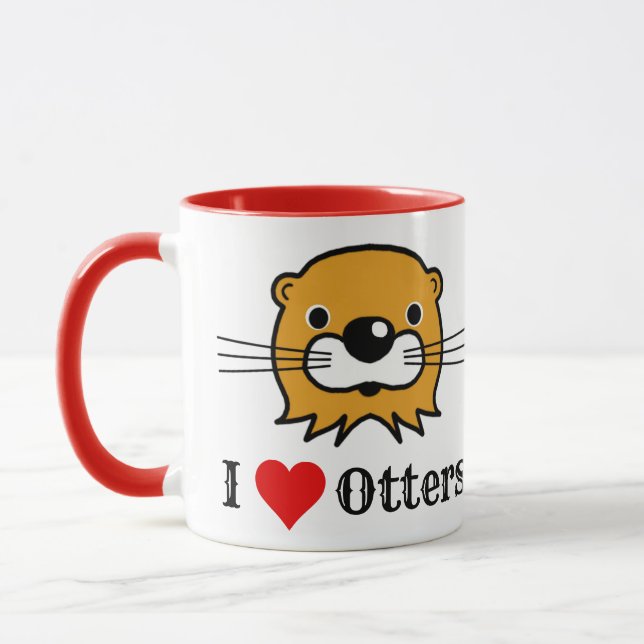 Caneca Eu Adoro Otters. Conservação da fauna selvagem (Esquerda)