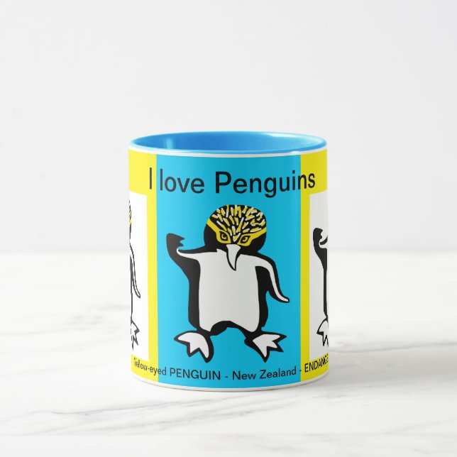 Caneca Eu adoro PINGUINS - Vida Selvagem - Natureza - Ama (Centro)