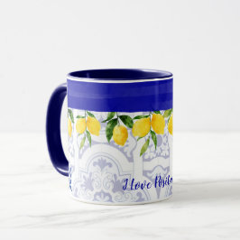 Caneca Eu Adoro Positano Mug Lemons Azulejo Amalfi Coast