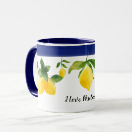 Caneca Eu Adoro Positano Mug Lemons Azulejo Costa Amalfi