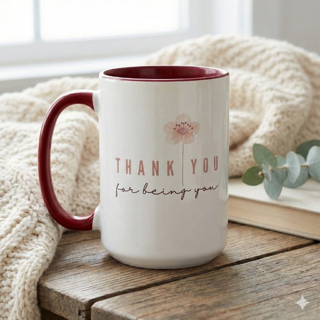 Caneca Eu Agradeço Por Você Ser Você (Thank someone special with this beautiful watercolor floral, "Thank you for being you" mug!)