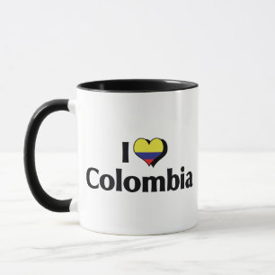 Caneca Eu Amo a Bandeira da Colômbia