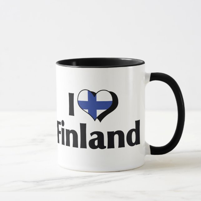 Caneca Eu Amo a Bandeira da Finlândia (Direita)
