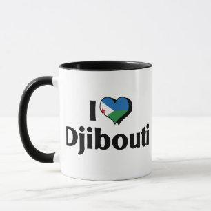 Caneca Eu amo a bandeira de Djibouti