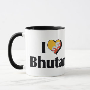 Caneca Eu Amo a Bandeira do Butão