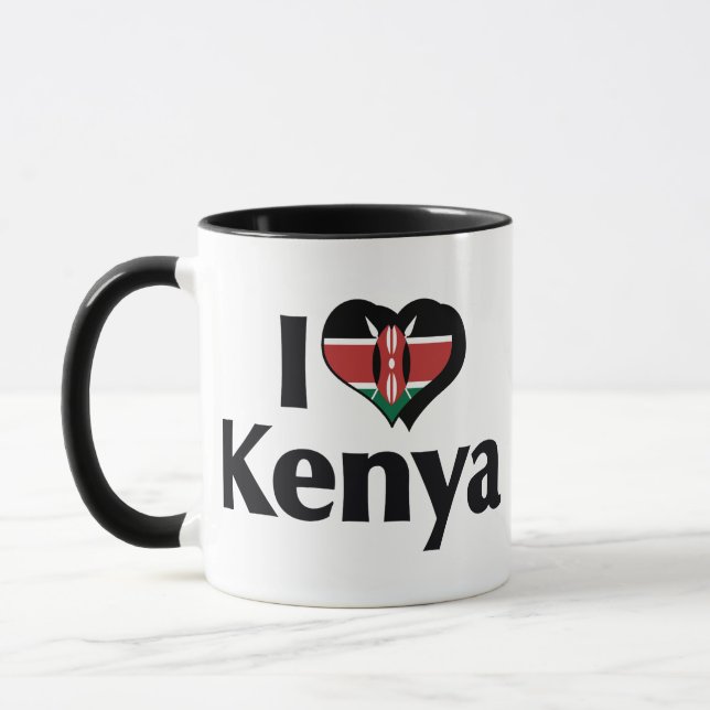 Caneca Eu Amo a Bandeira do Quênia (Esquerda)