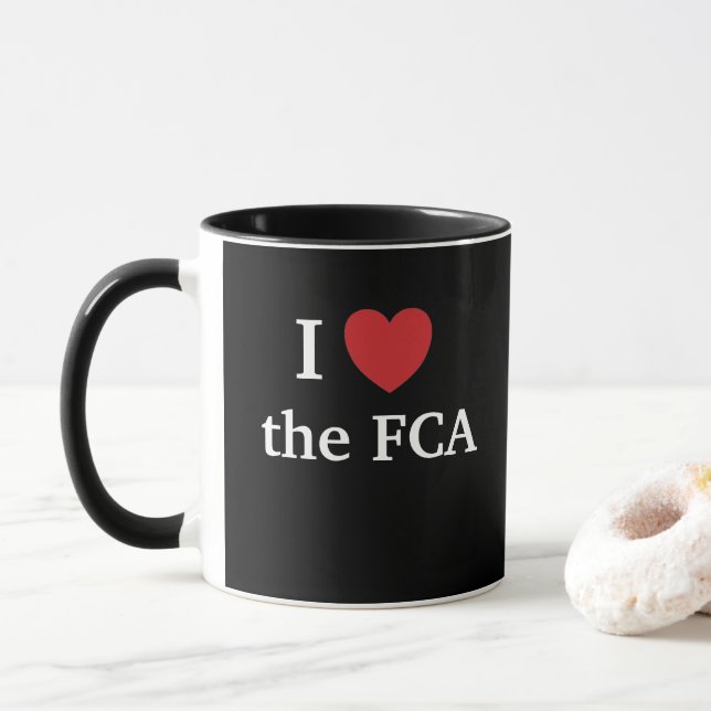 Caneca Eu amo a conformidade financeira de FCA (Com Donut)