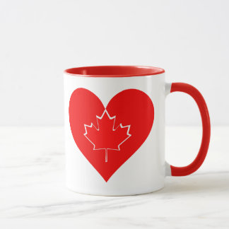 Caneca Eu amo a folha de Maple Patriótico do Coração do C