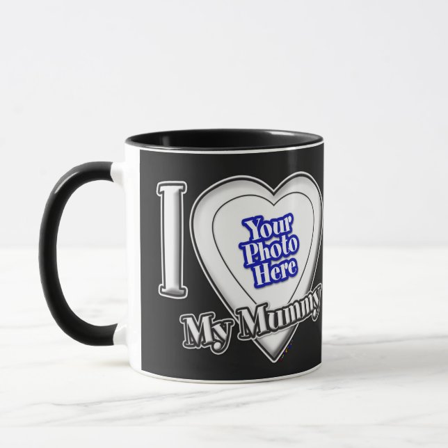 Caneca Eu Amo A Minha Mamãe Com A Sua Fotografia. (Esquerda)