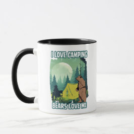 Caneca Eu amo acampar, os ursos me amam. Citação engraçad