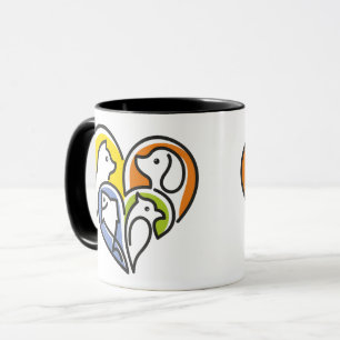 Caneca Eu amo animais - Gato Cachorro Peixe Pássaro em um