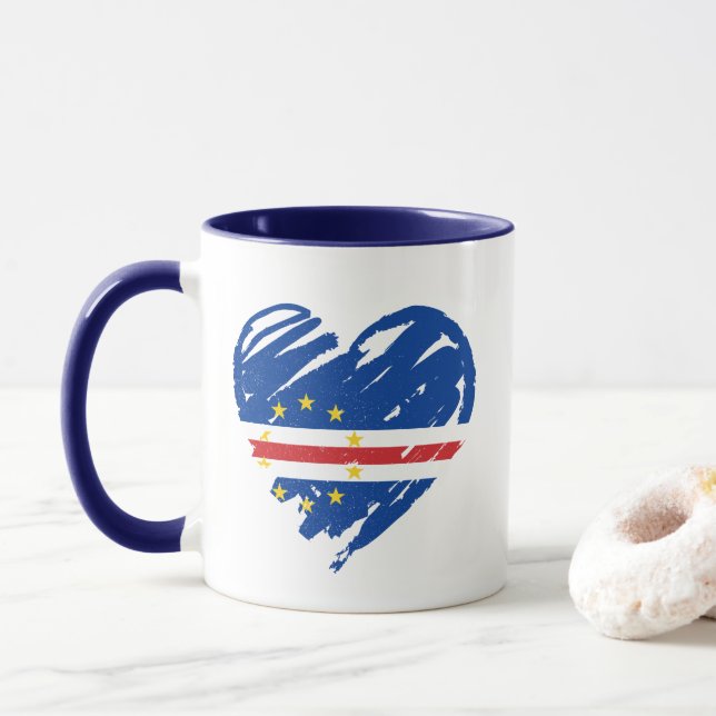 Caneca Eu Amo Cabo Verde - Sinalizador Cabo Verdean (Com Donut)