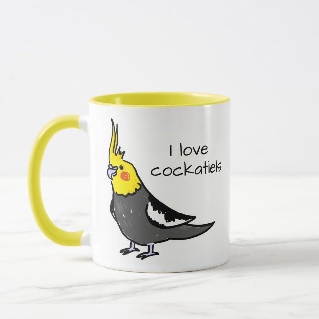Caneca Eu Amo Cacatuas Cinzentas Normais (Esquerda)