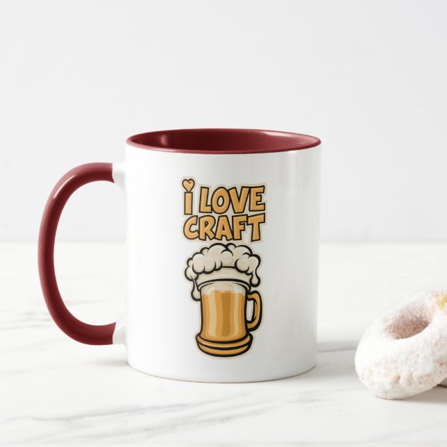Caneca Eu Amo Cerveja Artesanato (Com Donut)