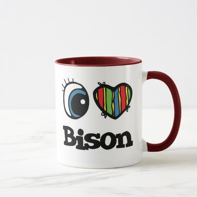 Caneca Eu Amo (Coração) Bisonte (Direita)