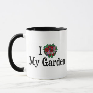 Caneca Eu Amo Coração Meu Jardim - Jardim de Flores e Leg