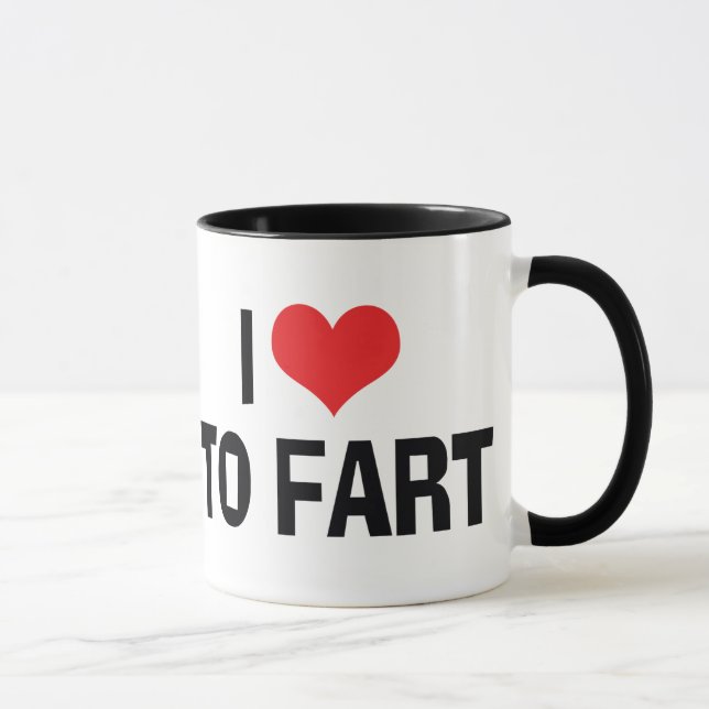 Caneca Eu Amo Coração Para Peidar - Humor de Peido Engraç (Direita)