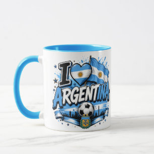 Caneca Eu Amo Design de Futebol da Argentina   Argentino