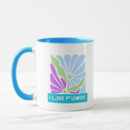 Caneca Eu Amo Flores Arte Moderna