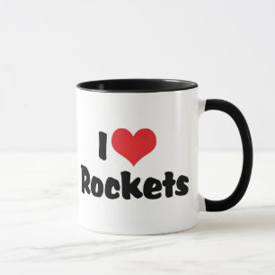 Caneca Eu Amo Foguetes do Coração - Exploração Espacial