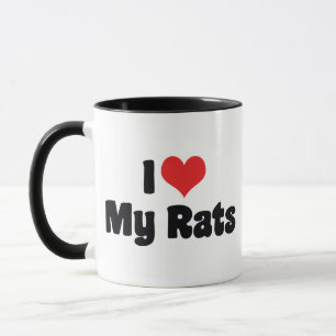 Caneca Eu amo Heart My Rats - Amante de Ratos de Estimaçã