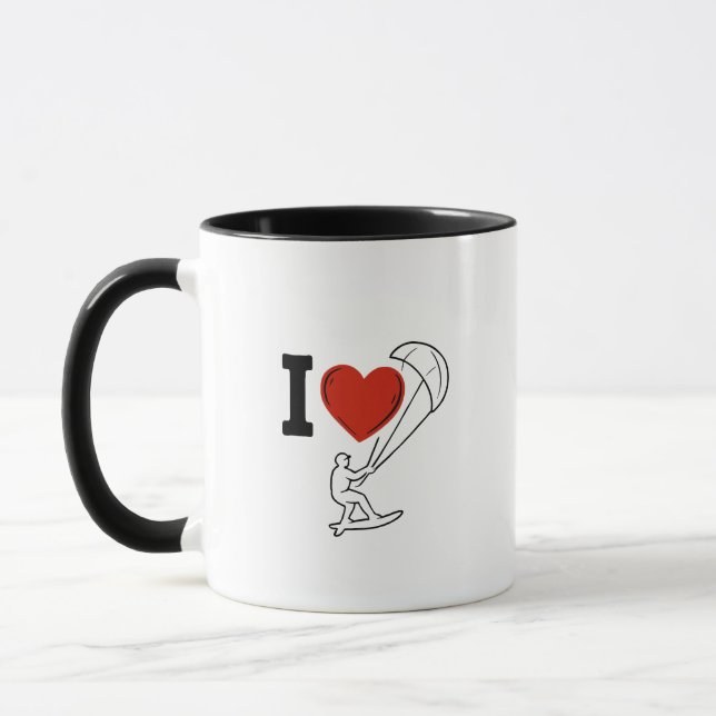 Caneca Eu Amo Kitesurfing | Presente para Amantes de Kite (Esquerda)