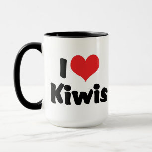 Caneca Eu Amo Kiwis de Coração - Amante de Pássaros Kiwi