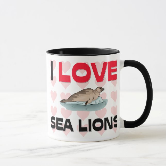 Caneca Eu amo leões de mar (Direita)