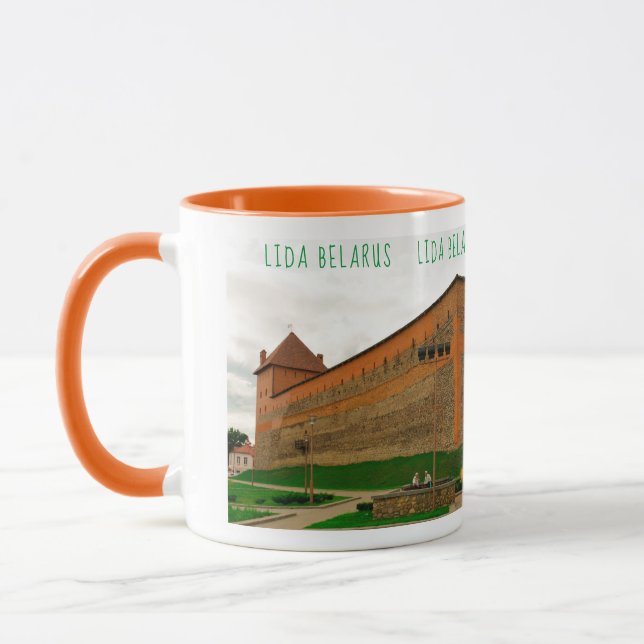 Caneca Eu Amo Lida Belarus Architecture Castle Sketch (Esquerda)