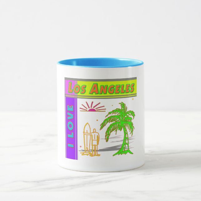 Caneca "Eu amo Los Angeles" Sun Palm Tree & Surfer #2 Cup (Centro)