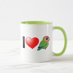 Caneca Eu amo Lovebirds Pêssego-enfrentados