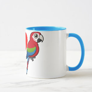 Caneca Eu amo Macaws Verde-voados