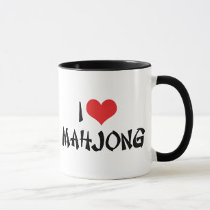 Caneca Eu Amo Mahjong de Coração - Amante de Mah Jong