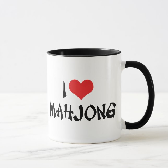 Caneca Eu Amo Mahjong de Coração - Amante de Mah Jong (Direita)