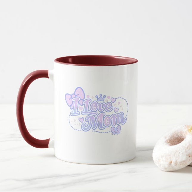 Caneca Eu Amo Mamãe – Design Kawaii Pastel (Com Donut)