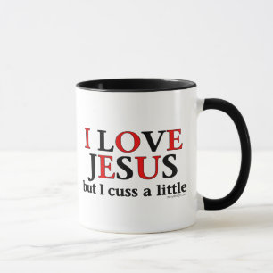 Caneca Eu amo-me Jesus [mas cuss um pouco]