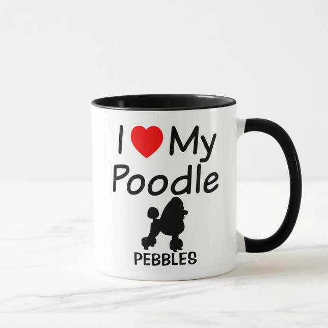 Caneca Eu Amo Meu Cachorro De Poodle (Direita)