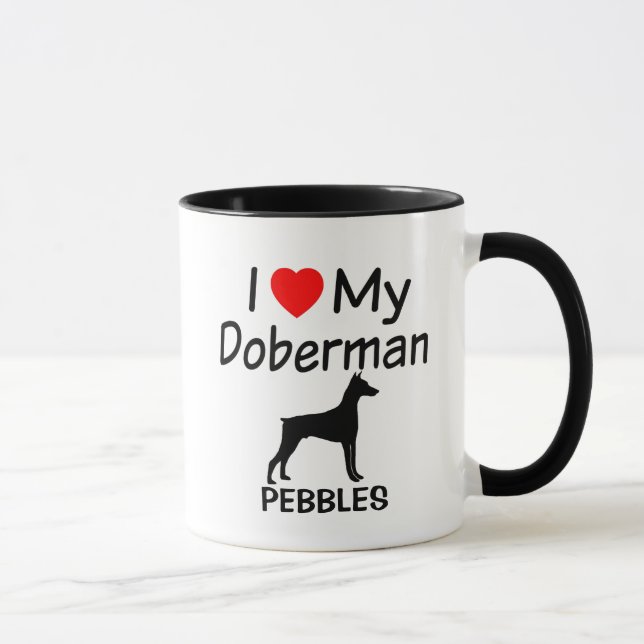 Caneca Eu Amo Meu Cachorro Doberman (Direita)