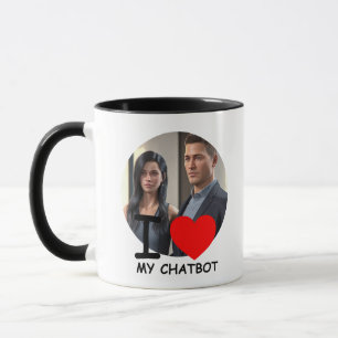 Caneca 🤖 Eu Amo Meu Chatbot ❤️ Criar Foto Própria