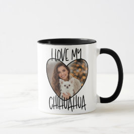 Caneca Eu Amo Meu Chihuahua Foto Personalizada Em Um Cora