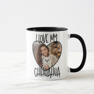 Caneca Eu Amo Meu Chihuahua Foto Personalizada Em Um Cora