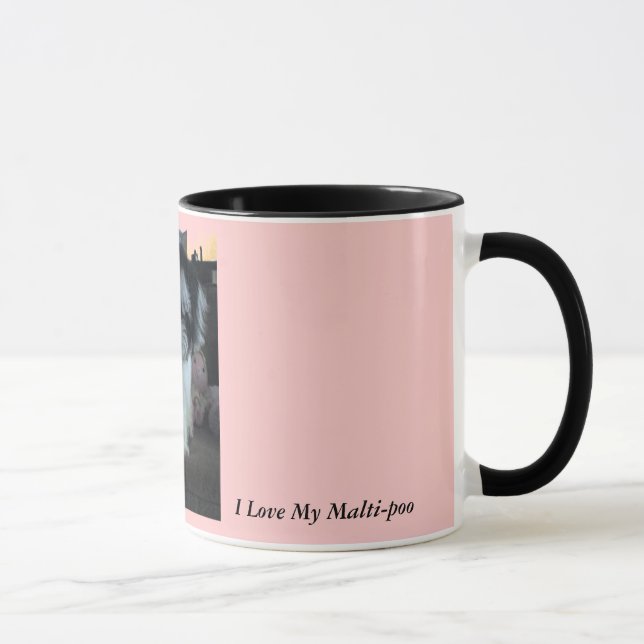 Caneca Eu amo meu Malti-poo, cor-de-rosa (Direita)